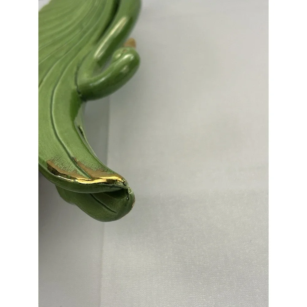 Vintage Japan Green Ceramic Swan Bird Figurine Statue Gold Accent 14